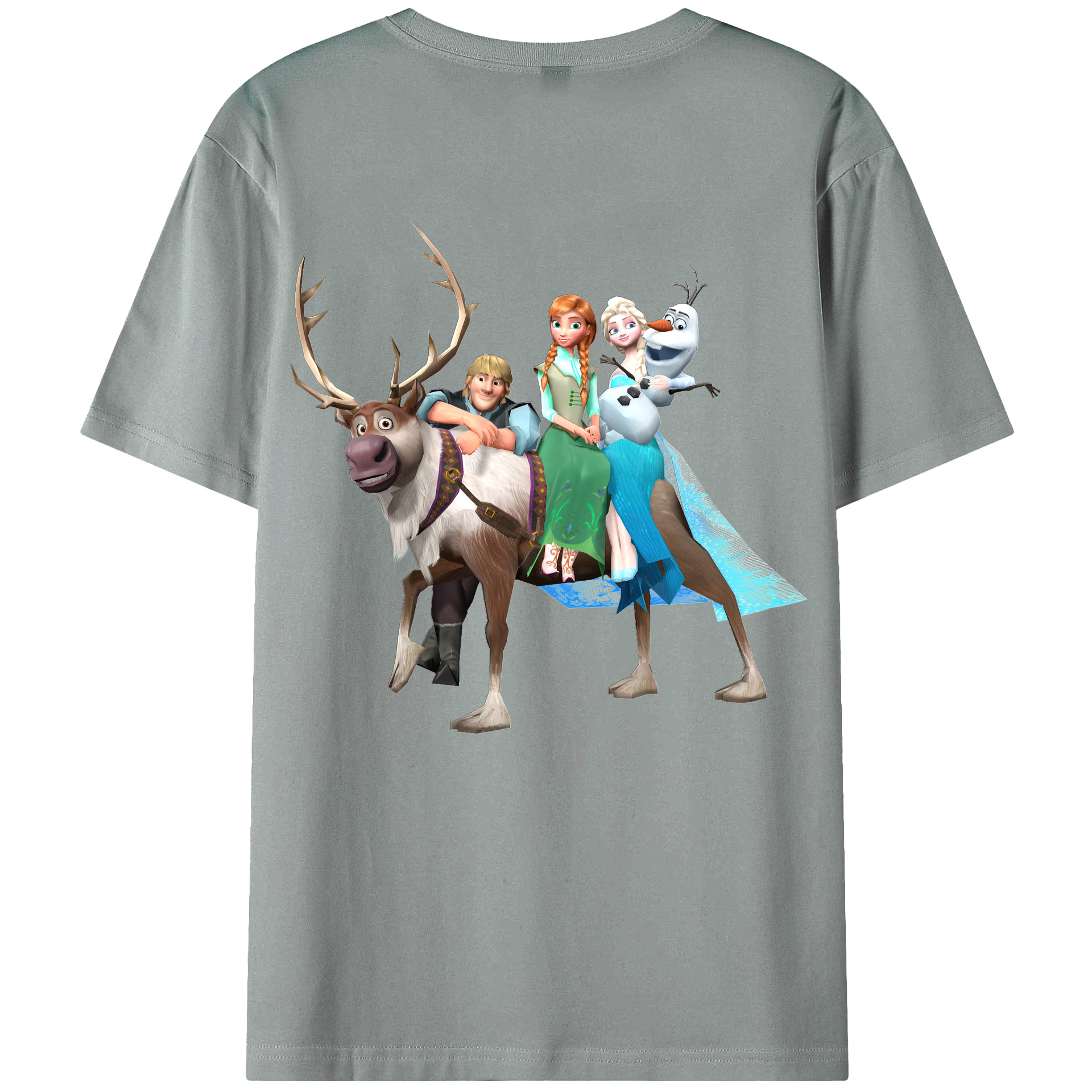 （画像用） アナと雪の女王 アンナ エルサ Frozen Anna Elsa 綿100％ メンズ半袖Tシャツ（バックプリント） 通気性
